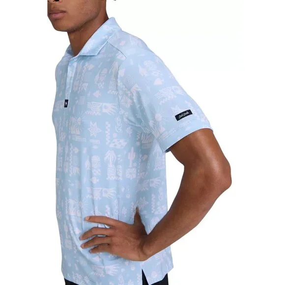 Bad Birdie Men's Core Golf Polo Dry Heat Cool Blue Short Sleeve Size Small - Picture 4 of 4